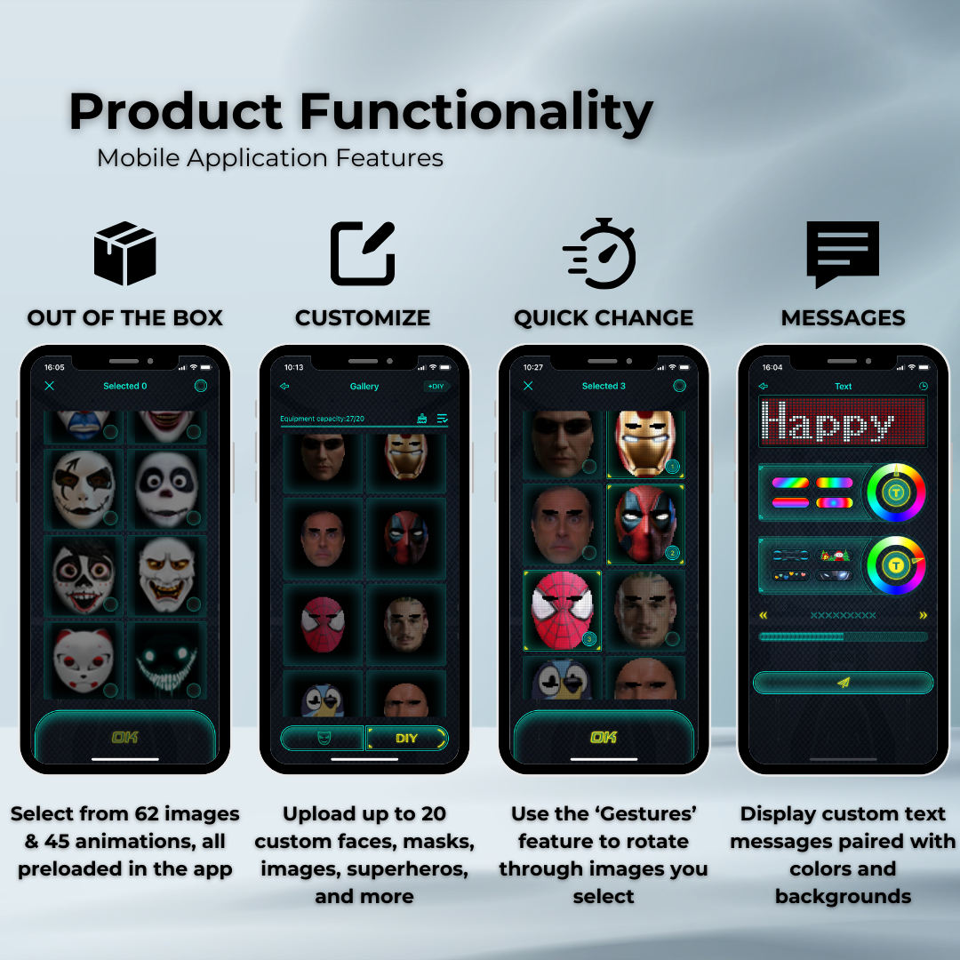 FaceShift Pro - Customizable Bluetooth LED Mask